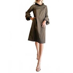 NEW KATHARINA HOVMAN taffeta high neck dress in cigar
